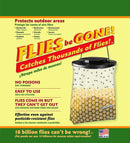 Flies Be Gone Fly Trap 5 Pack - Disposable Non Toxic Fly Catcher - Made in USA - Natural Bait Trap for Patios, Ranches. Easy to Use Outdoor Traps, Keeps Flies from Coming Indoors