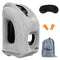 Inflatable Neck Pillow Skyrest Gray Used for Airplanes/Cars/Buses/Trains/Office Napping with Free Eye Mask and Earplugs