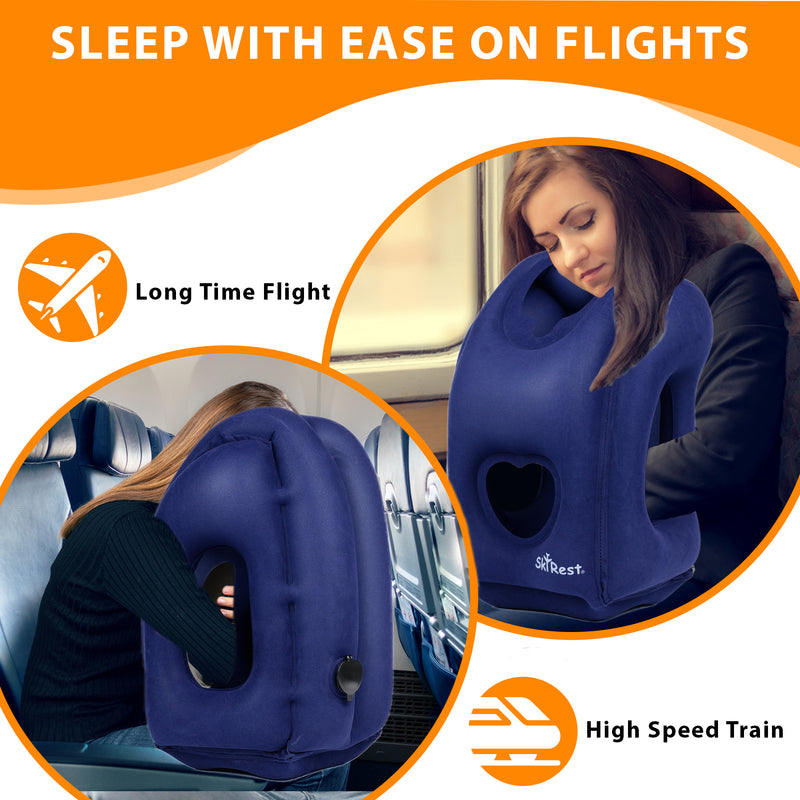 Inflatable Travel Pillow Neck Lumbar Support for Airplane Train