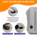 Inflatable Neck Pillow Skyrest Gray Used for Airplanes/Cars/Buses/Trains/Office Napping with Free Eye Mask and Earplugs