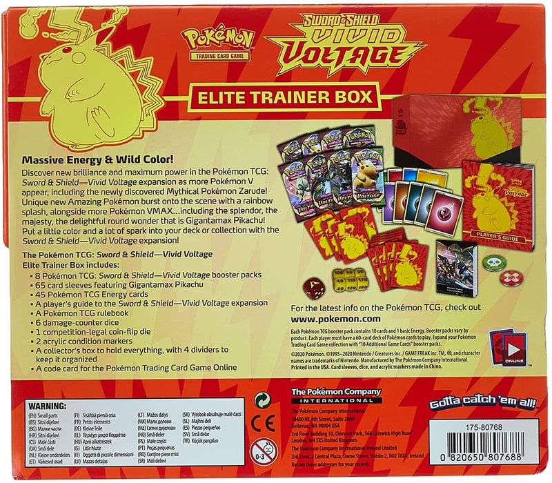 Pokemon Cards: Sword & Shield 4 Vivid Voltage Elite Pikachu - Trainer Box, Multicolor