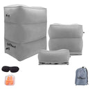 SkyRest® Inflatable Travel Foot Rest Pillow - Height Adjustable Leg Pillow - Foot Rest for Under Desk at Work - (Grey)